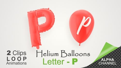 Animated Red Letter P Balloons Loop with Alpha Channel