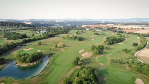 Aerial view of golf course.
