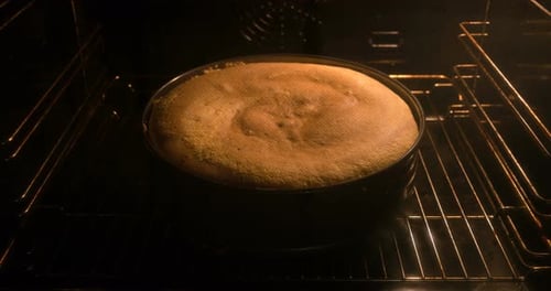 Cake Baking in Oven Time Lapse