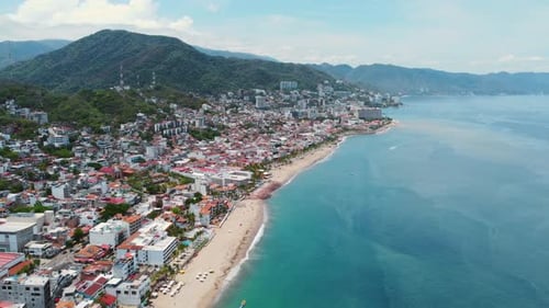 Downtown Puerto Vallarta with its Mountains and Blue Sea