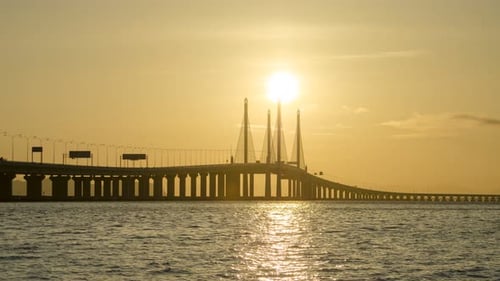 Timelapse sunrise over a bridge