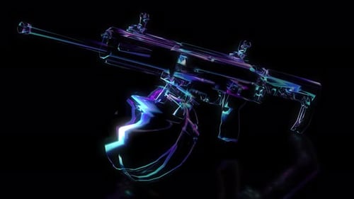 Futuristic Neon Blue and Purple Sci-Fi Gun Rotating Seamless Loop