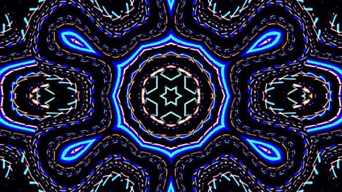 Glowing Neon Lines Abstract Kaleidoscope Pattern