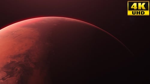 Space Planet Rotation with Dramatic Red Glow