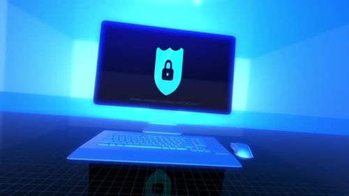 Datensicherheitscomputer mit Grid-Hintergrund 1