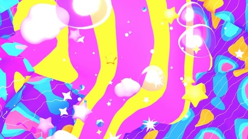Psychedelic Animated Background with Stars and Bubbles