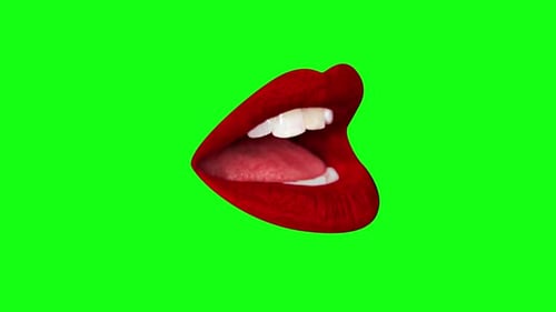 Rote Lippen bewegen sich gegen Schwarz