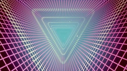 Grid Tunnel Triangle Light Retro 03 4K