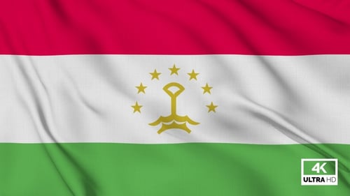 Waving Tajikistan National Flag Loop Animation with Fabric Texture