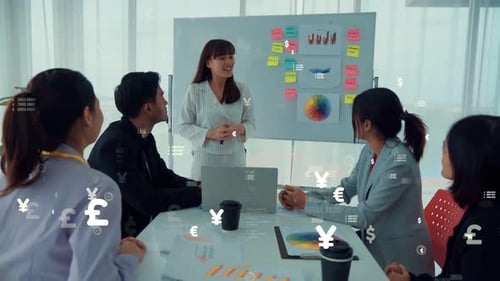 Business People in Corporate Staff Meeting with Envisional Graphic