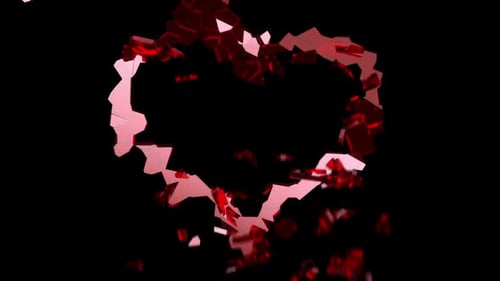 Abstract Red Shattered Heart Reveal Transition