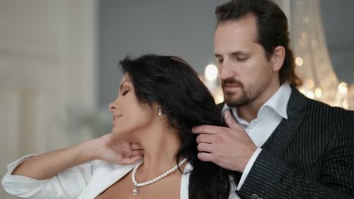 Glamorous Couple in Love Touching Intimately