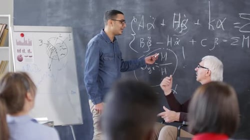 Diverse Students Learning Mathematics in Bright Classroom