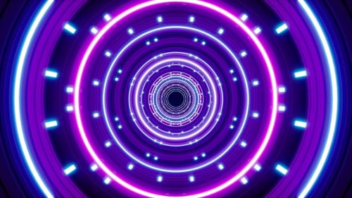 Hypnotic Neon Circles Tunnel Loop Background