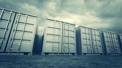Industrial Shipping Containers Opening Doors Reveal Animation
