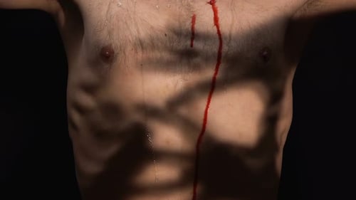 Scaring Shadows on Bleeding Body, Slavery Tortures, Frightening Nightmares