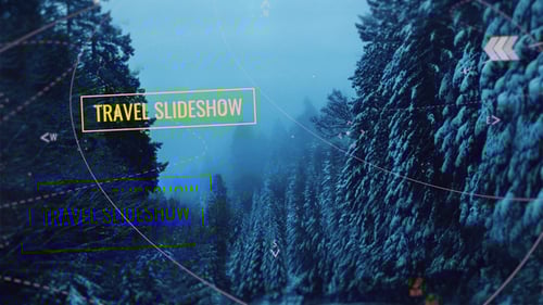 Dynamic Travel Parallax Slideshow with Modern HUD Overlays