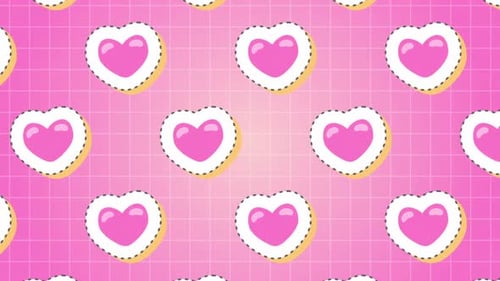 Animated Cute Pink Hearts Seamless Loop Background