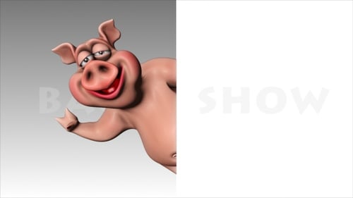 Funny 3D Cartoon Pig Waving and Reacting Loop