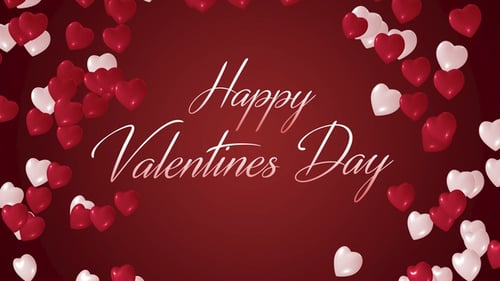 Happy Valentines Day Animated Text with Falling Red Hearts