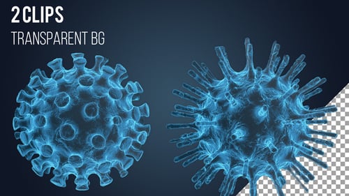 Futuristic Glowing Wireframe Virus Cell 3D Animation