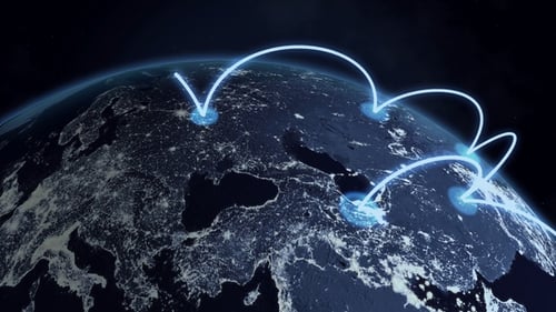 Global Digital Network Connecting World Map