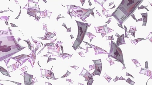 Falling Indian Rupee Banknotes Money Rain Animation