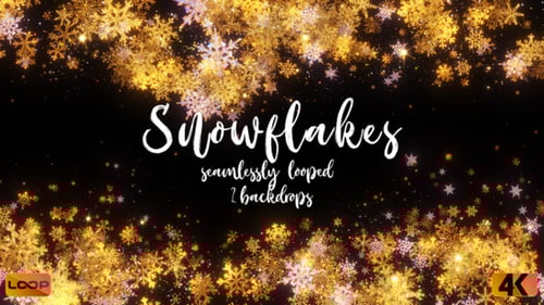 Sparkling Golden Snowflakes Festive Loop Background