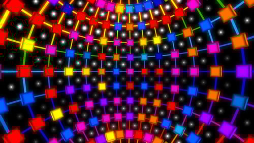 Colorful Geometric Grid Tunnel Motion Background Seamless Loop