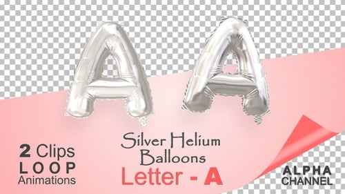 Silver Letter A Balloon Floating Animation