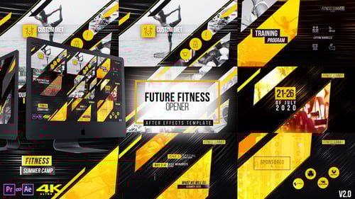 Dynamic Fitness Opener with Glitch Text and Corporate Design