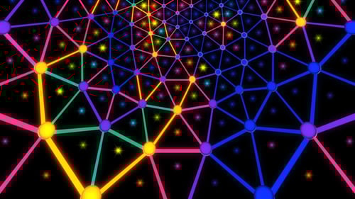 Glowing Neon Network Abstract Geometric Loop