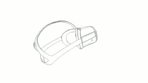 Sketch Animation of Virtual Reality Headset for Technology Concepts