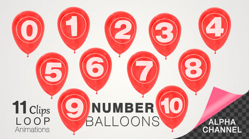 Animated Red Number Balloons for Celebrations