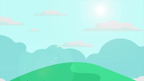 Modern Animated Landscape Background with Moving Clouds