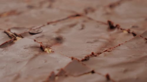 Chocolate Brownies Cut into Squares Close Up