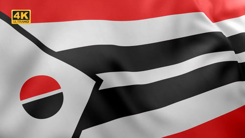 Red White and Black Waving Flag Animation Loop