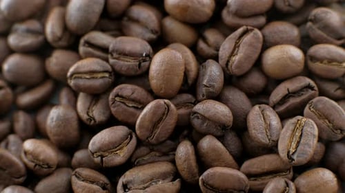 Top View Coffee Beans Roasted Rotating