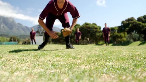 Baseball players during practice session
