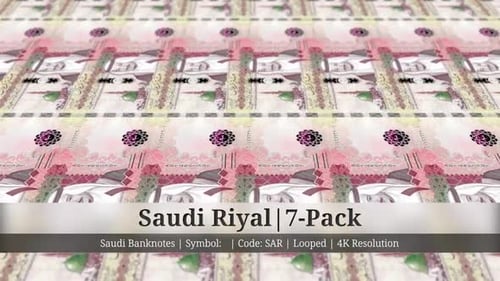 Saudi Riyal | Saudi Arabia Currency - 7 Pack | 4K Resolution | Looped