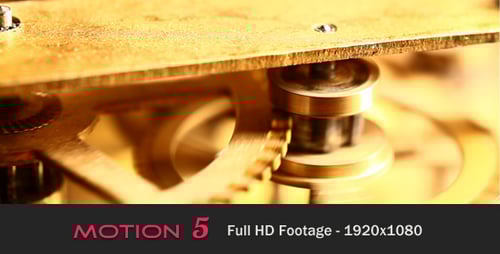 Internal Clock Gears Spinning in Close Up View