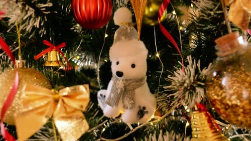 Charming Christmas Tree Decorated With Ornaments and Lights