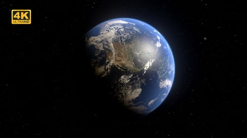 Realistic Planet Earth Rotating in Dark Space