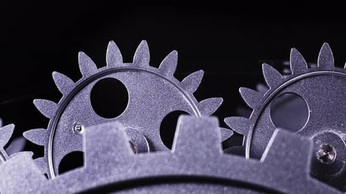 Rotating Mechanical Gears, Spinning Cogwheels