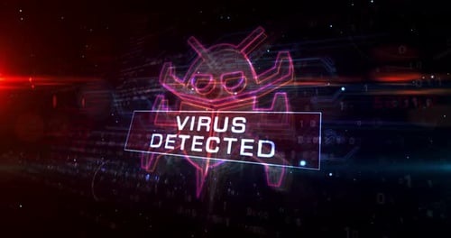 Virus Detected Futuristic Neon Digital Bug Animation