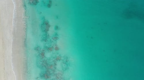 Drone footage of sand beach in the Caribbean