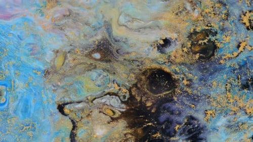 Abstract Fluid Art with Gold Glitter