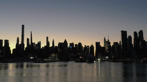 New York City Skyline Silhouette Sunrise