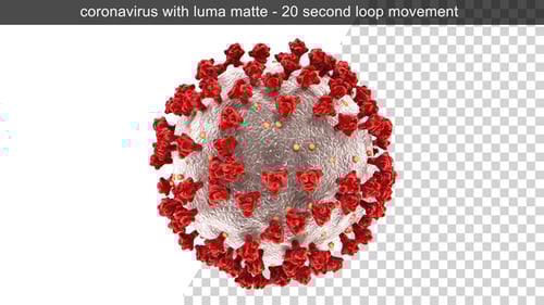 3D Coronavirus Model Rotating with Alpha Channel Loop
