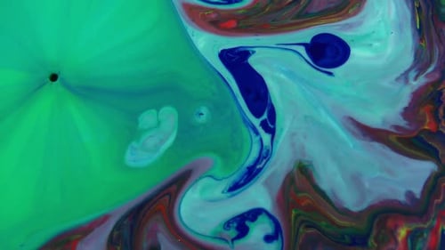 Swirling Liquid Abstract Art in Turquoise and Red